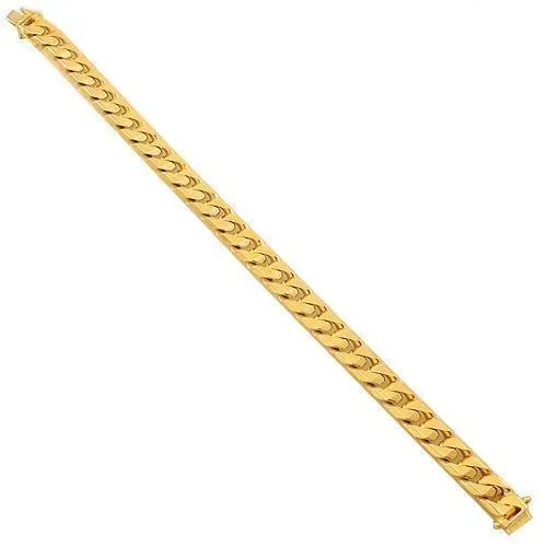 18K Solid Yellow Gold Mens Cuban Link Bracelet 8 mm