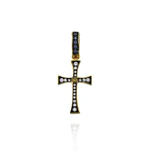 18kt Gold Pavé Diamond Gothic Cross Charm