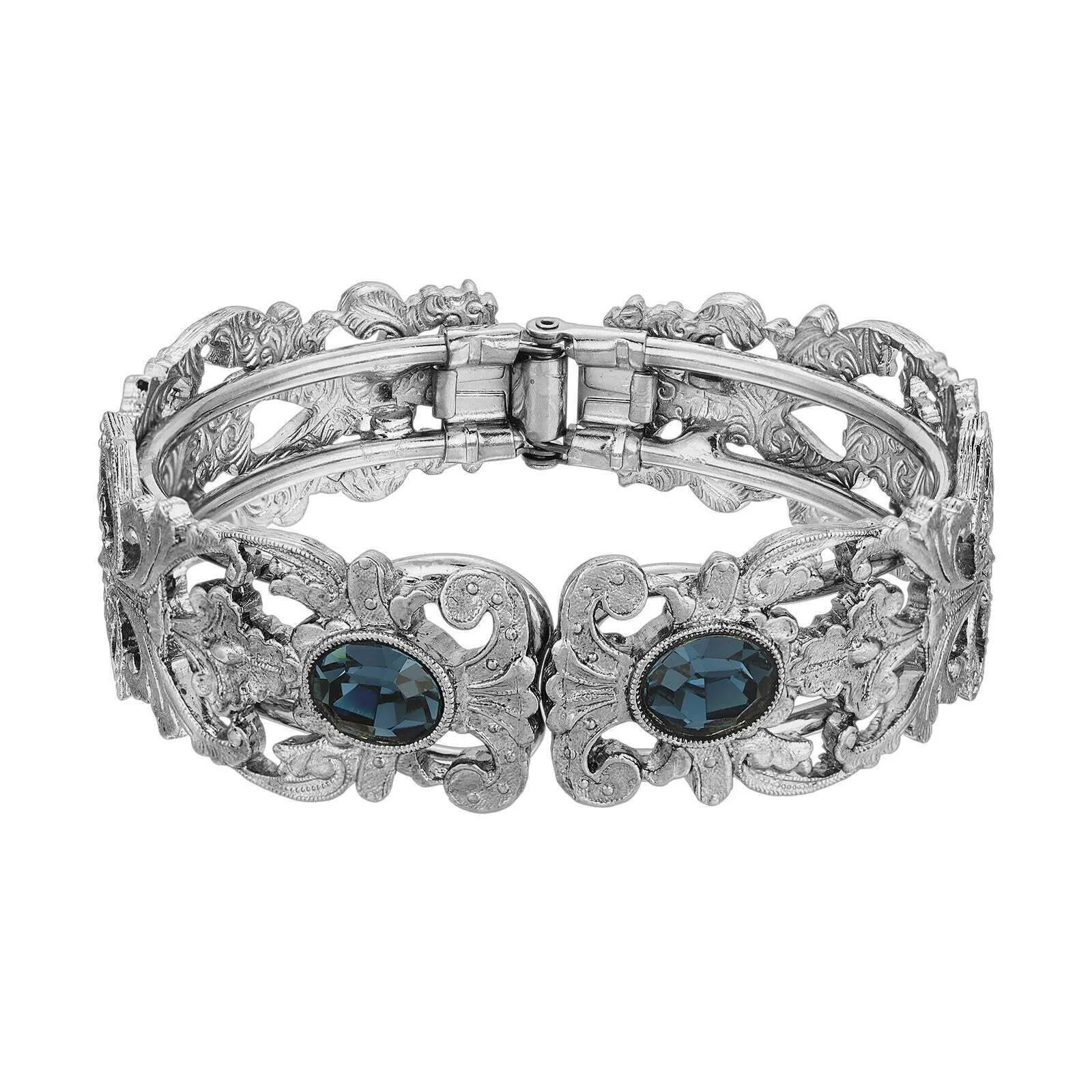 1928 Jewelry Vienna European Crystal Hinge Cuff Bracelet