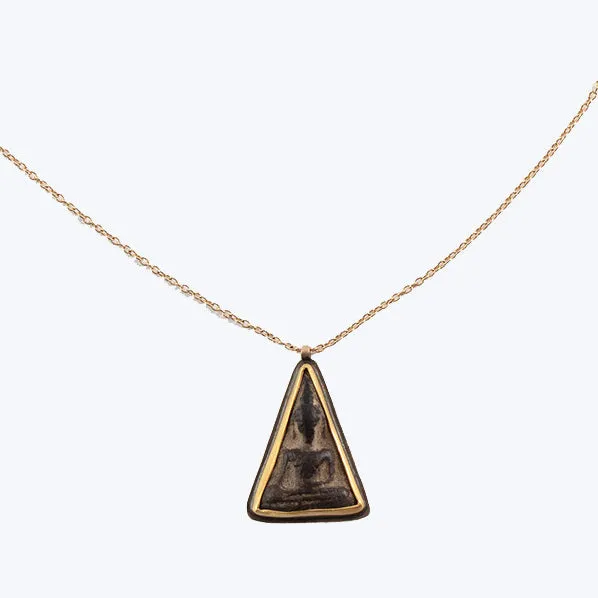 22k Gold Triangle Buddha Amulet Necklace