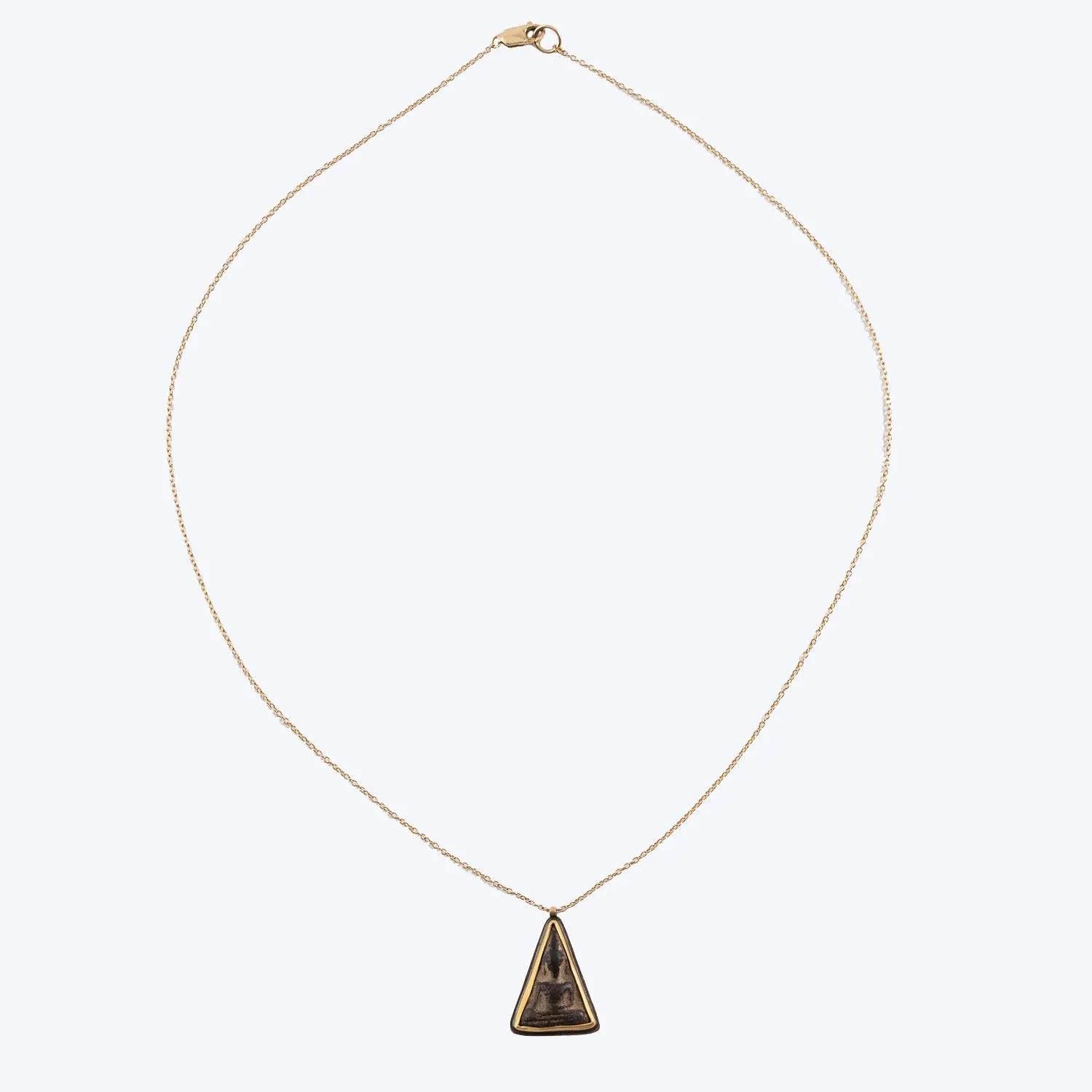 22k Gold Triangle Buddha Amulet Necklace