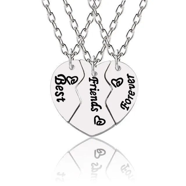 3 Pieces / Set Sister Necklace Stitching Heart-Shaped Pendant Alloy Material Creative Female Fashion Jewelry Direct Sales 2021