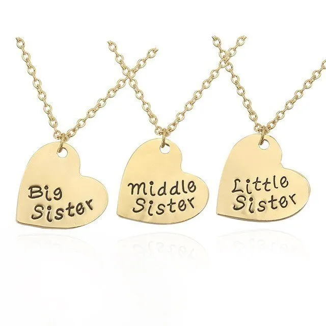 3 Pieces / Set Sister Necklace Stitching Heart-Shaped Pendant Alloy Material Creative Female Fashion Jewelry Direct Sales 2021