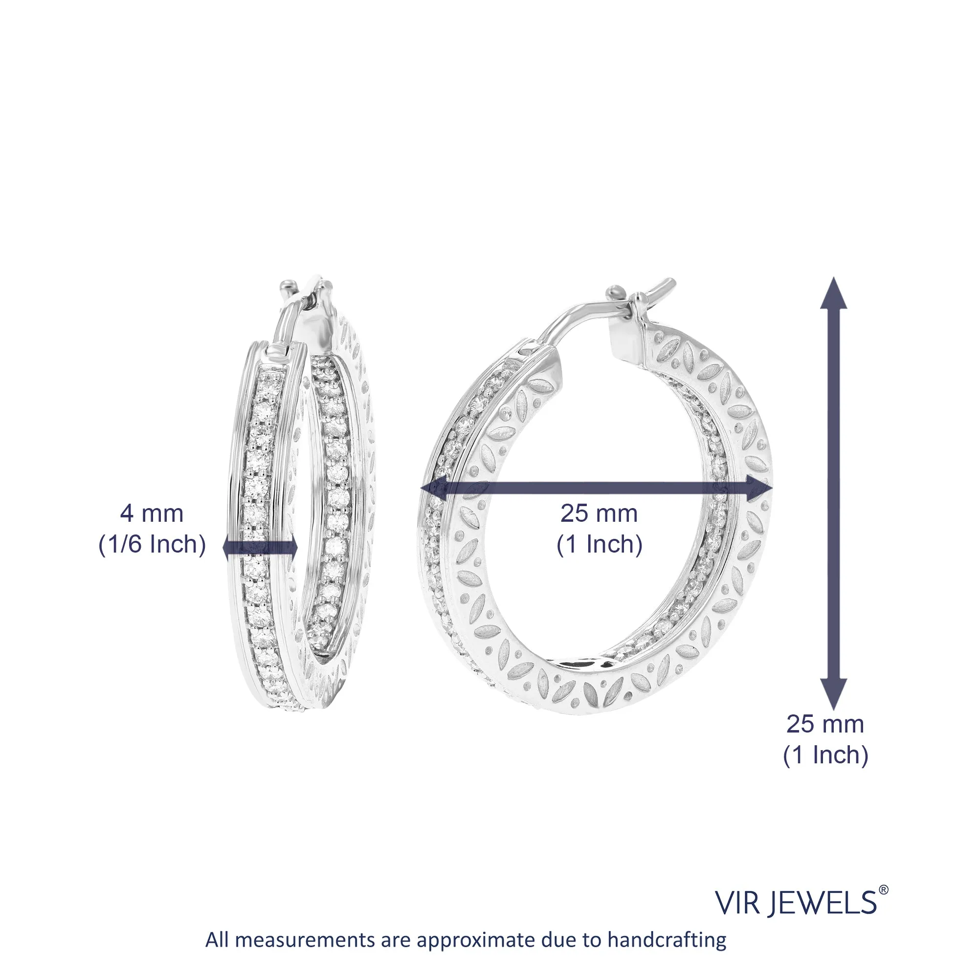 3/4 cttw Inside Out Lab Grown Diamond Hoop Earrings in Silver