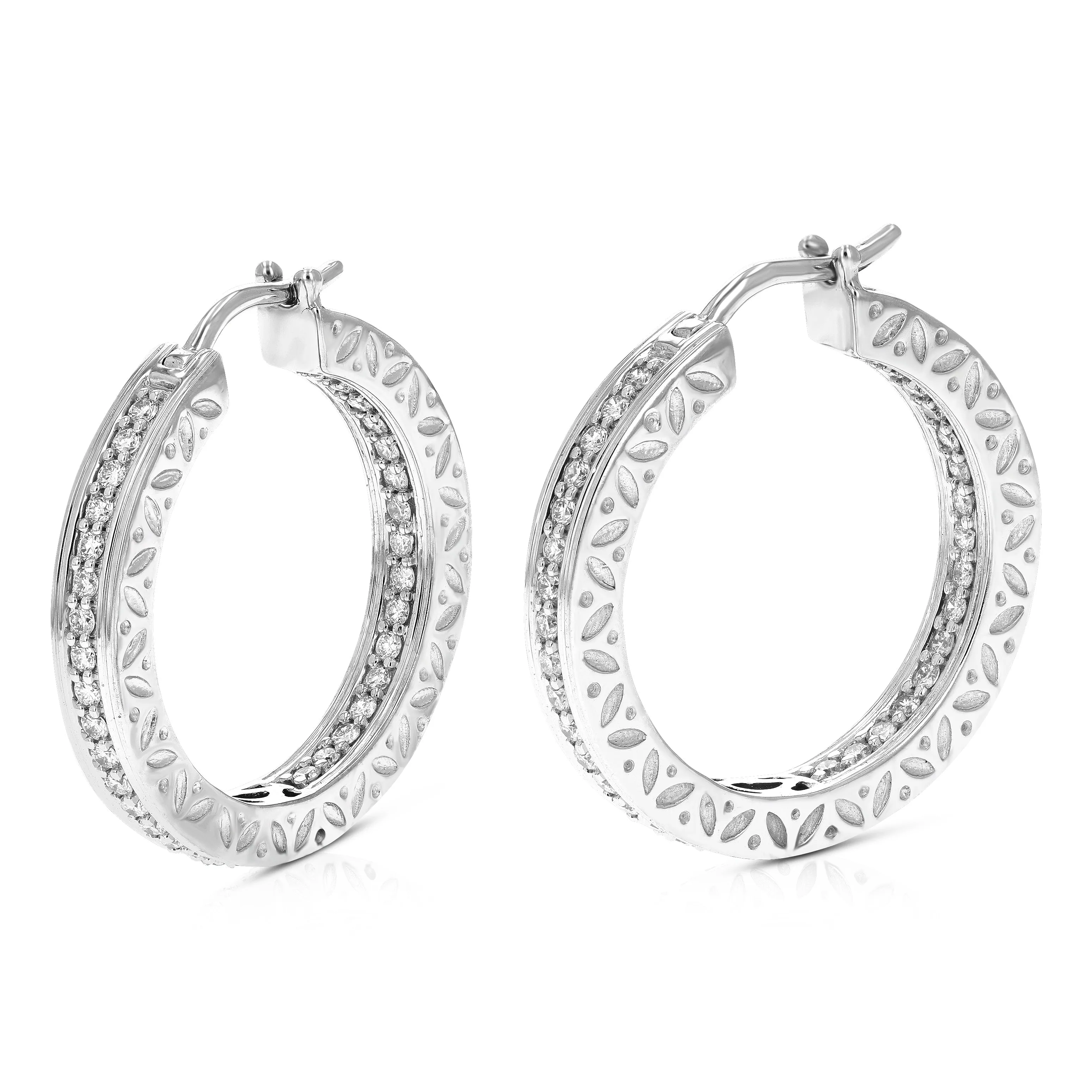 3/4 cttw Inside Out Lab Grown Diamond Hoop Earrings in Silver