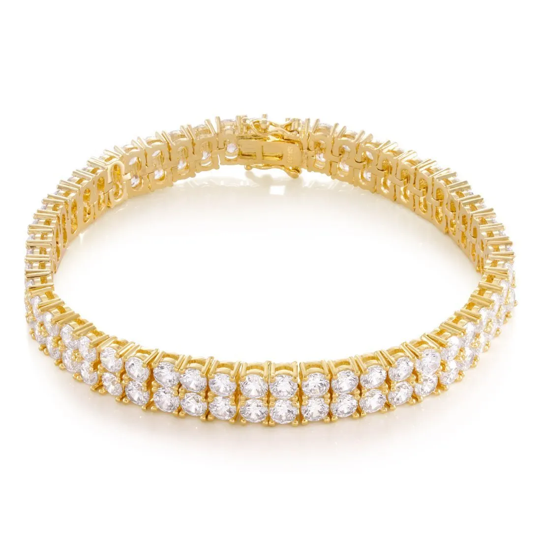 8mm, 14K Gold Dual Row Tennis Bracelet