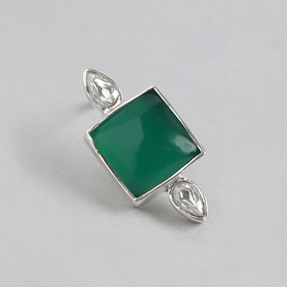 92.5 Silver Serene Green Onyx Stud Earrings