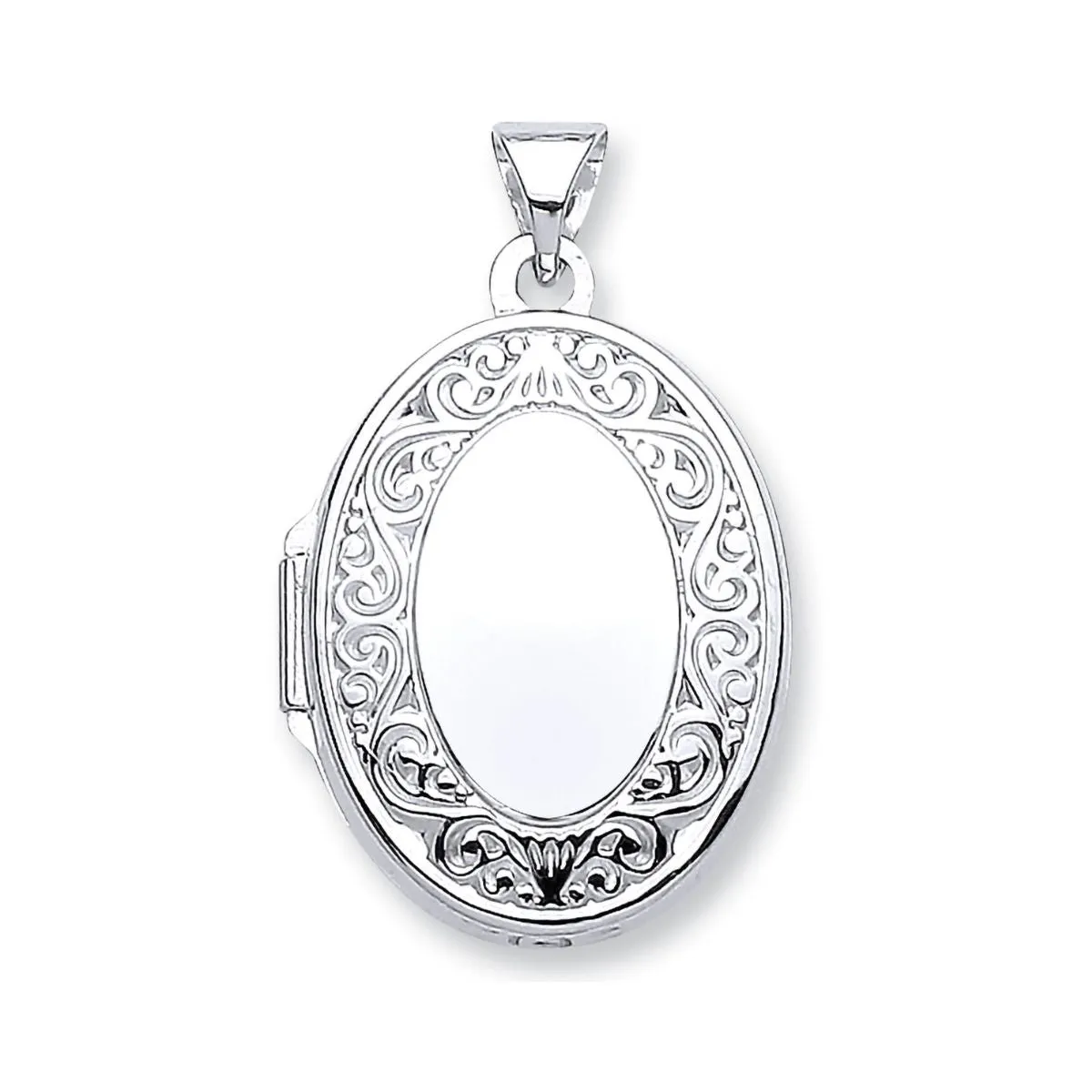 9K White Gold Oval Shape Locket