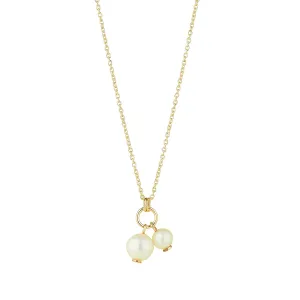 9kt Gold Double Pearl Pendant Necklace