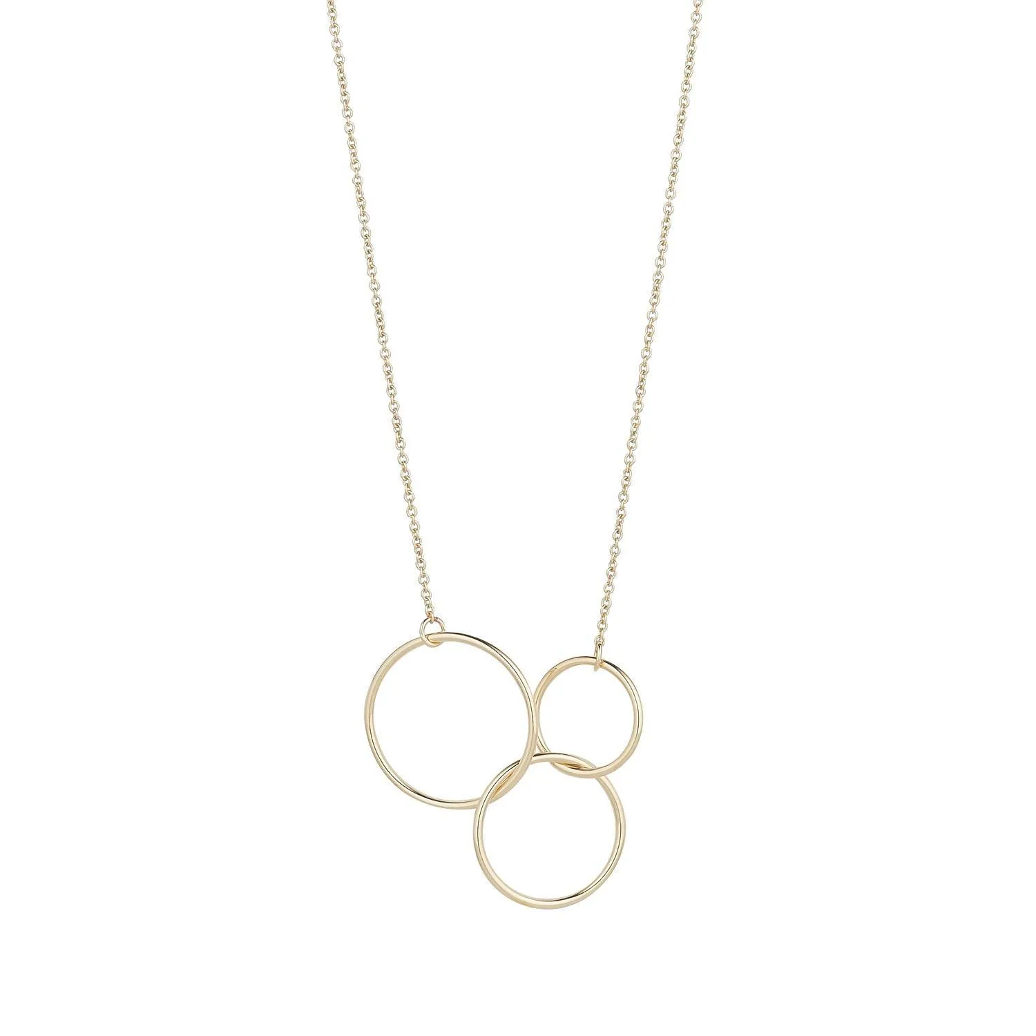 9kt Gold Three Circle Pendant Necklace