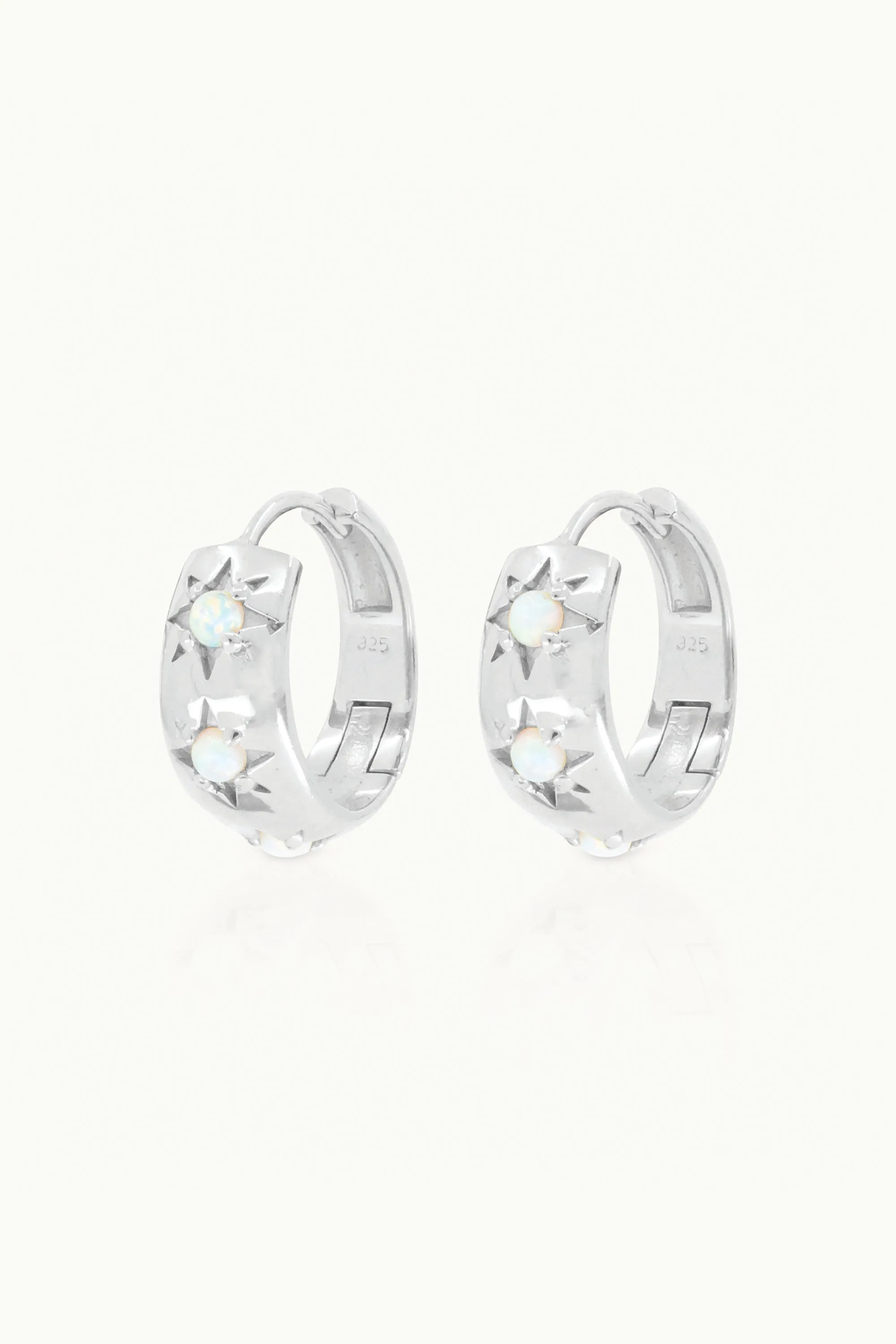 Alina Opal Silver Hoops