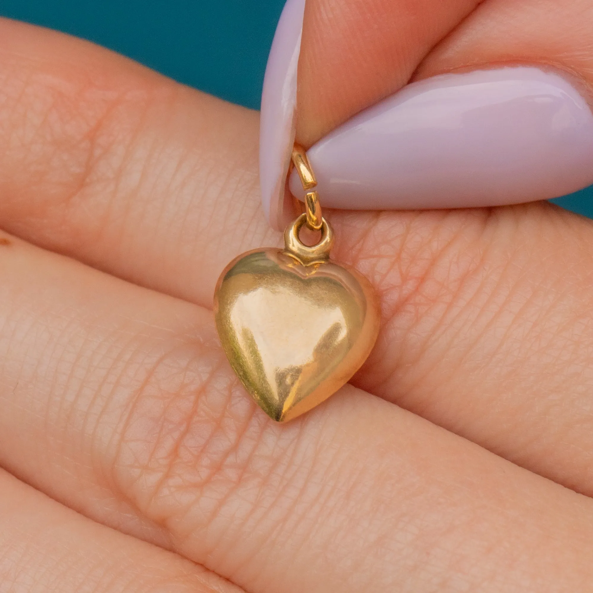 Antique 9ct Gold Puffy Heart Charm