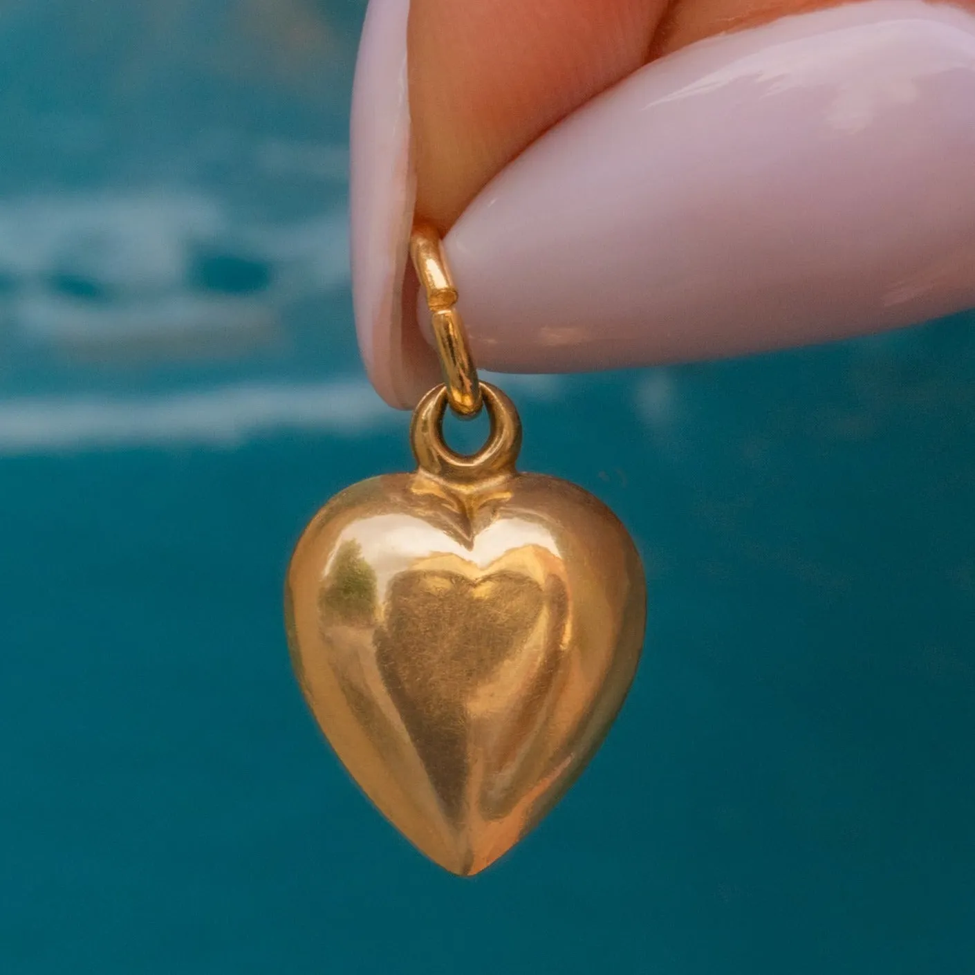 Antique 9ct Gold Puffy Heart Charm