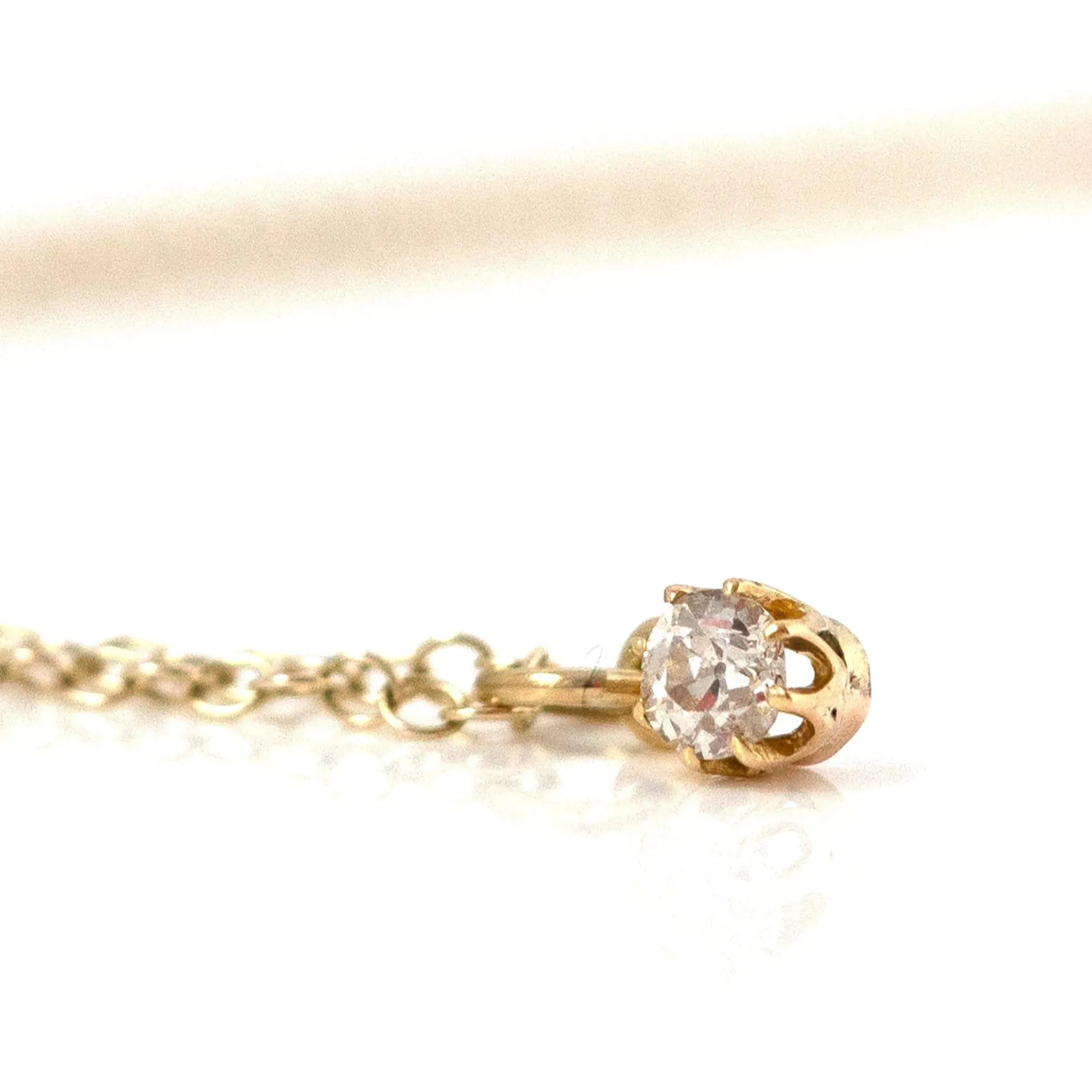 Antique Edwardian 0.25ct Diamond 15ct Gold Necklace