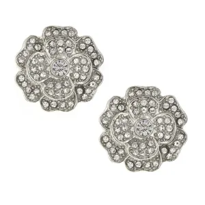 Antiquities Couture St. James Eternity Club Pave Crystal Flower Button Earrings