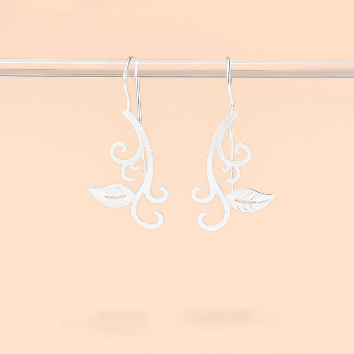 Asian Ivy Lace Long Wire Earrings