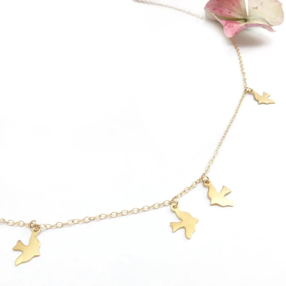 Bird Necklace in Gold