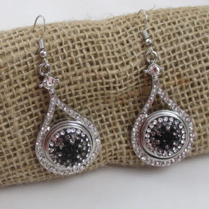 Black Crystal &  Rhinestone Drop Earrings