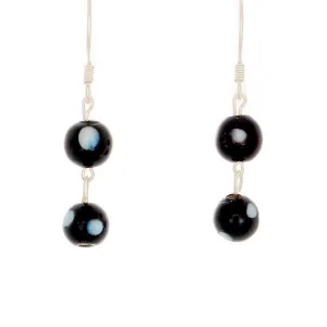 Black Howlite Beads on Sterling Silver French Hook Earrings.