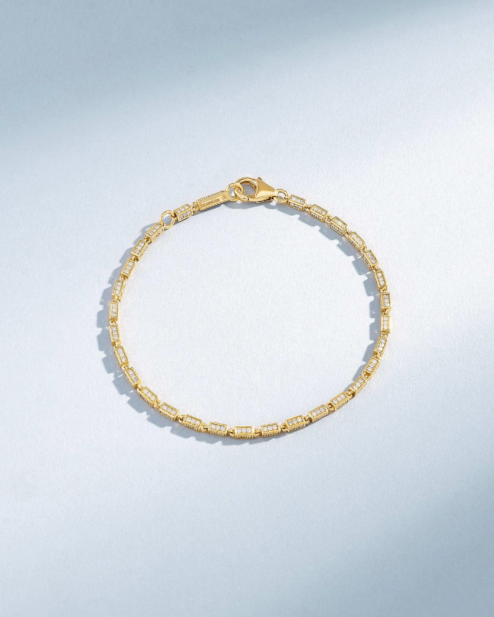 Block-Chain Full Pave Diamond Thin Bracelet