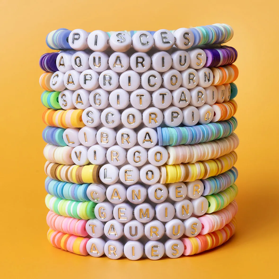 Cancer Zodiac Beaded Word Bracelet Set