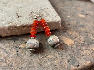 Carnelian Vintage Silver Earrings