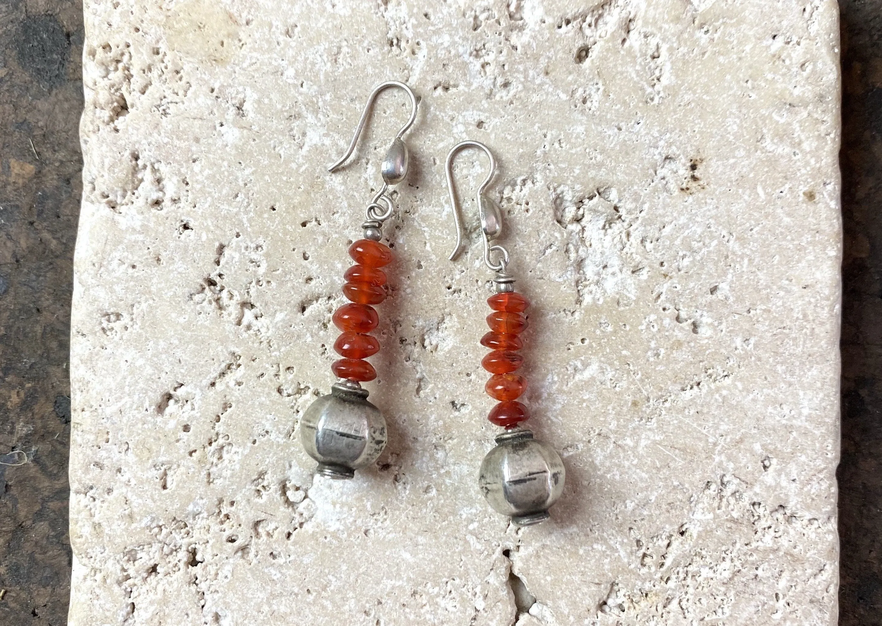 Carnelian Vintage Silver Earrings