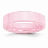 Ceramic Pink Flat 6mm Polished Wedding Band Ring