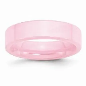 Ceramic Pink Flat 6mm Polished Wedding Band Ring