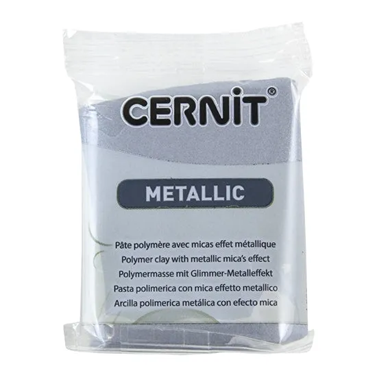 Cernit Metallic Polymer Clay - Silver 2oz (56g) block