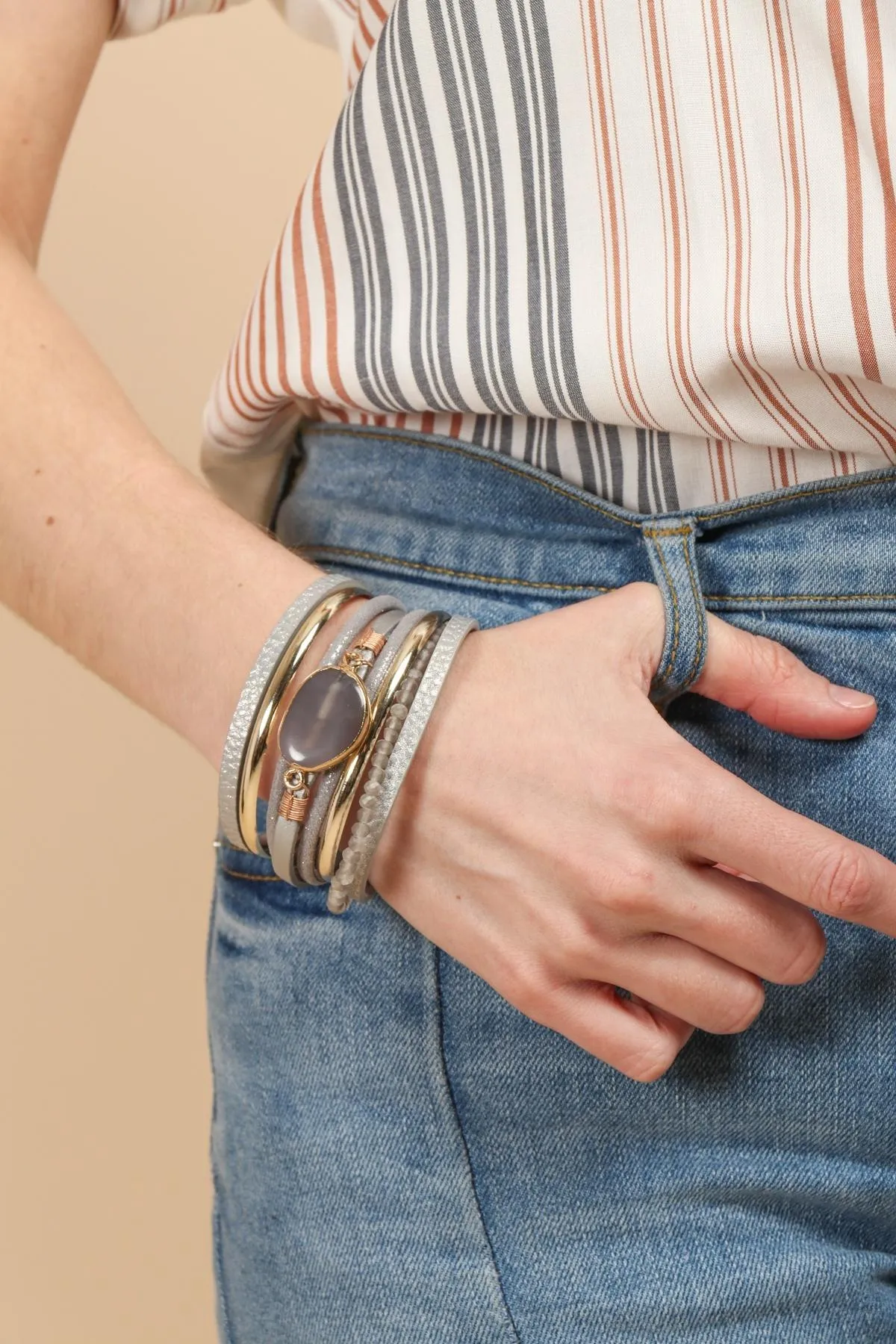 Champagne Oval Stone Bracelet