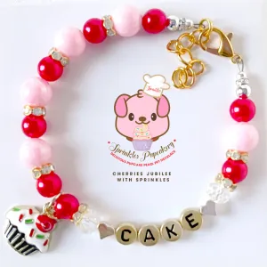 Cherries Jubilee Cupcake Pearl Dog Necklace Luxury Pet Jewelry