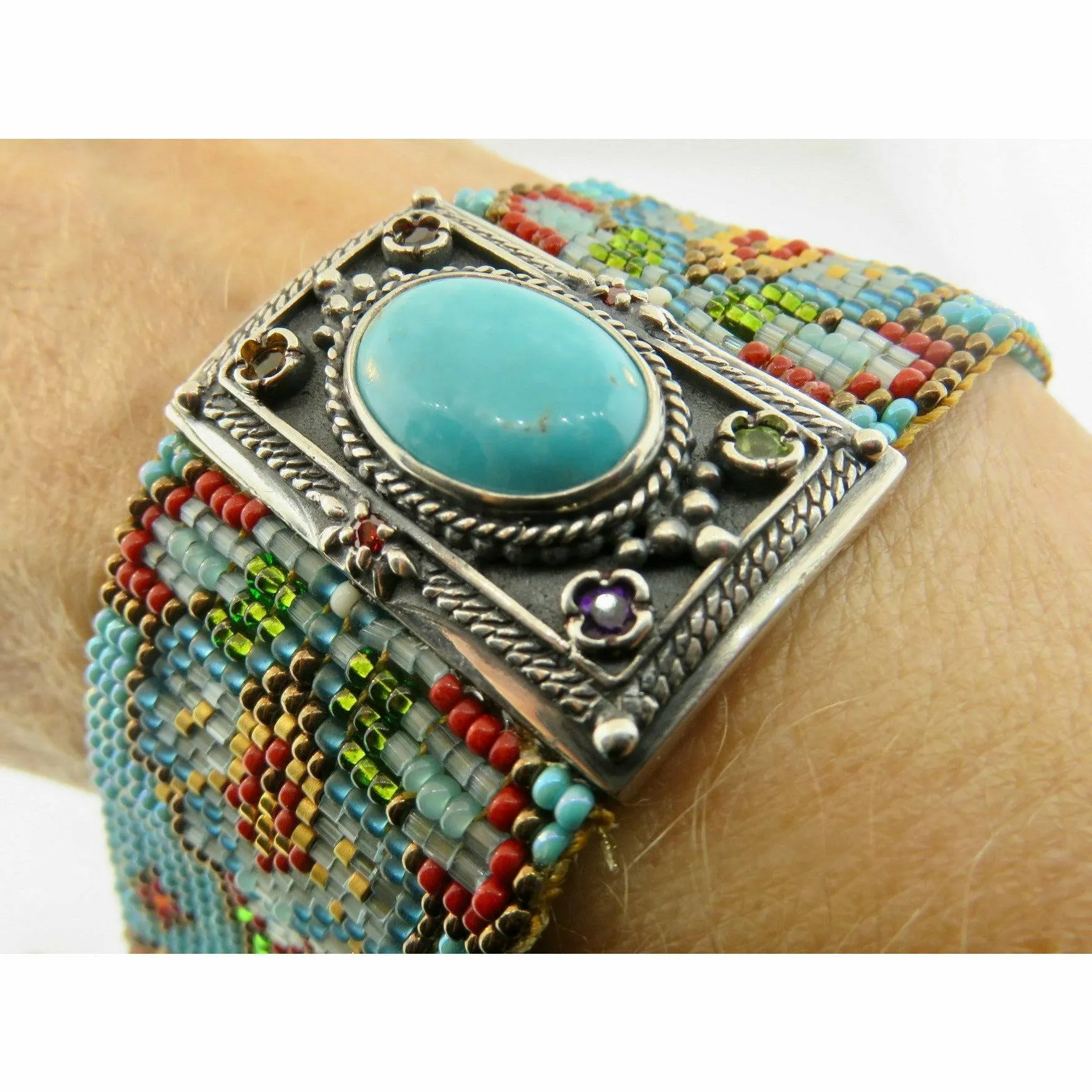 Chili Rose  Pure Americana Gemstone & Chunky Turquoise Diana Bracelet