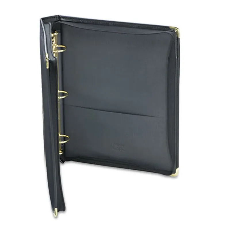 Classic Collection Round Ring Zippered Binder, 1 1/2", Black