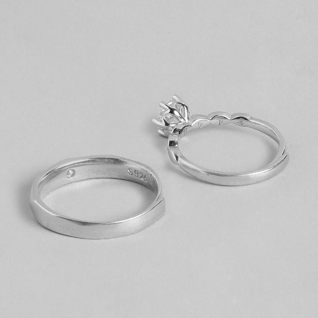 Classic Couples 925 Silver Rings (Adjustable)