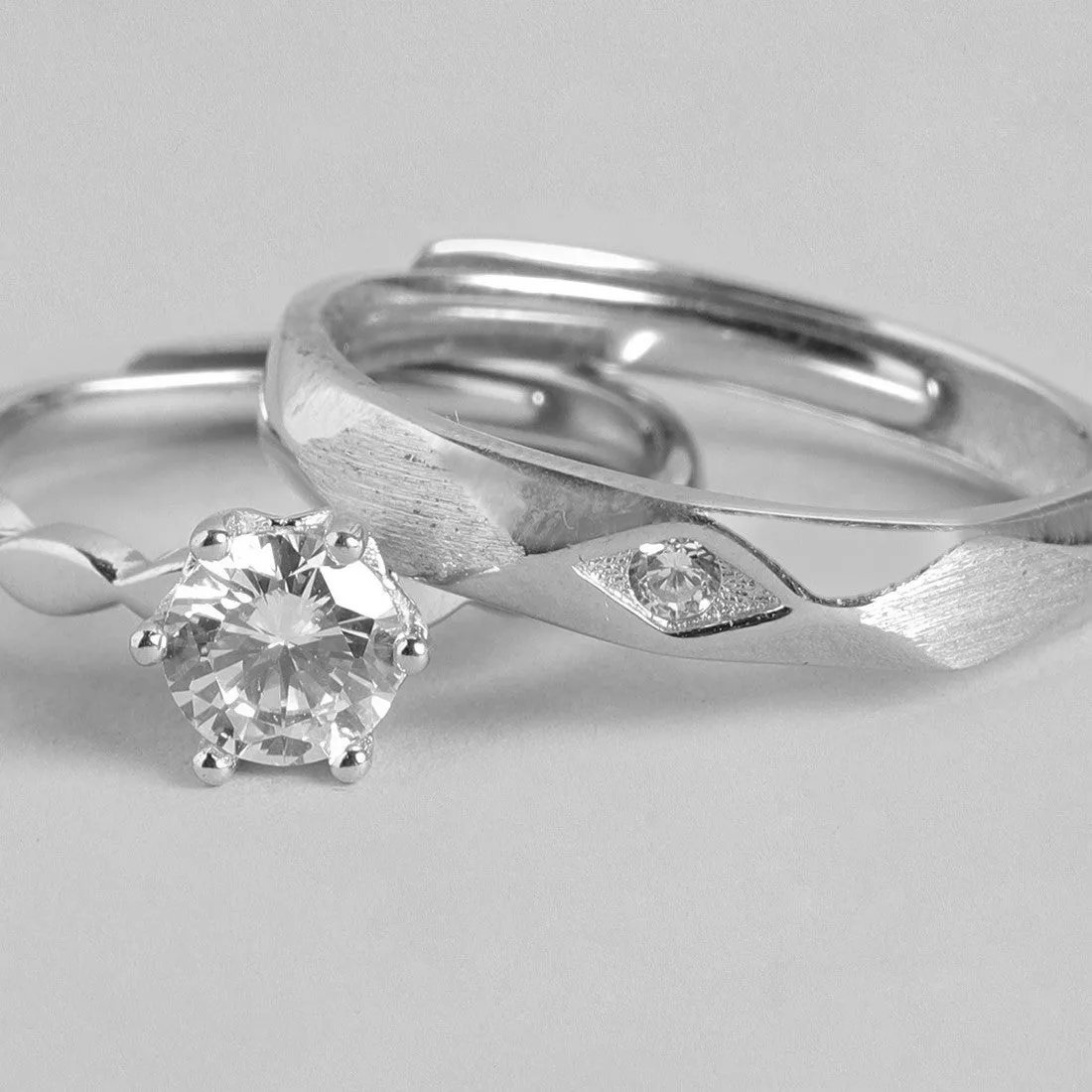 Classic Couples 925 Silver Rings (Adjustable)