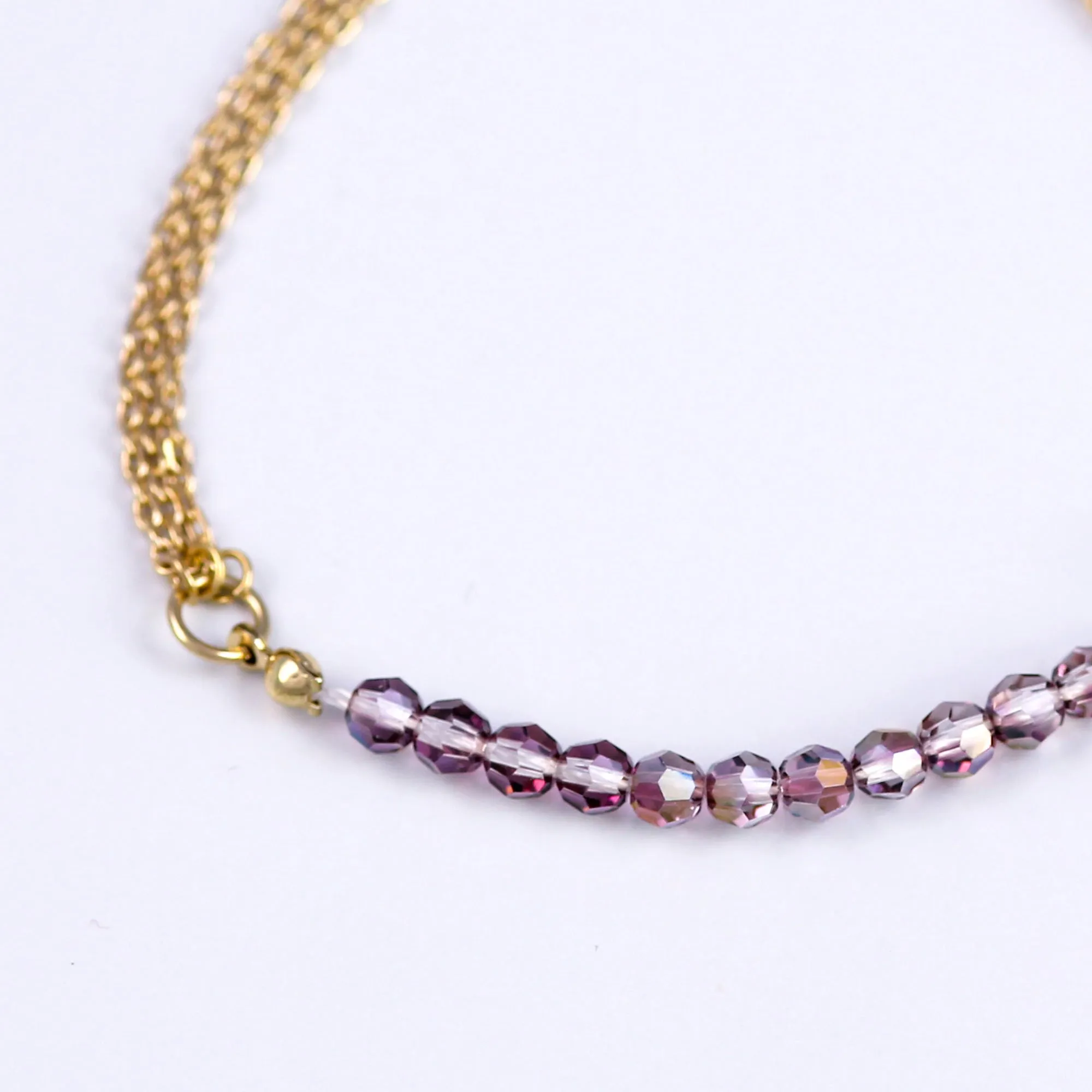 Crystal Bead Bracelet Gold & Crystal Lilac Shadow