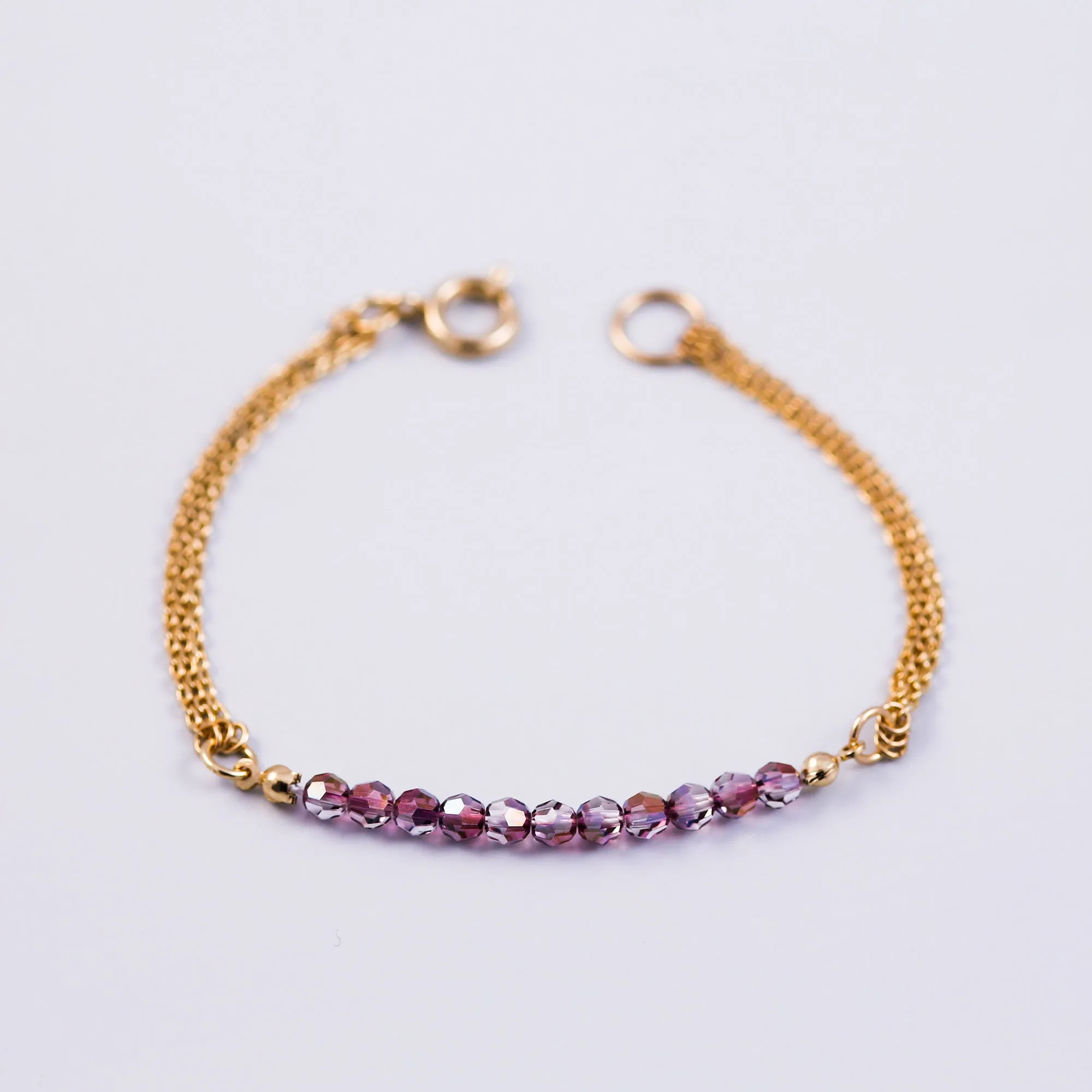 Crystal Bead Bracelet Gold & Crystal Lilac Shadow