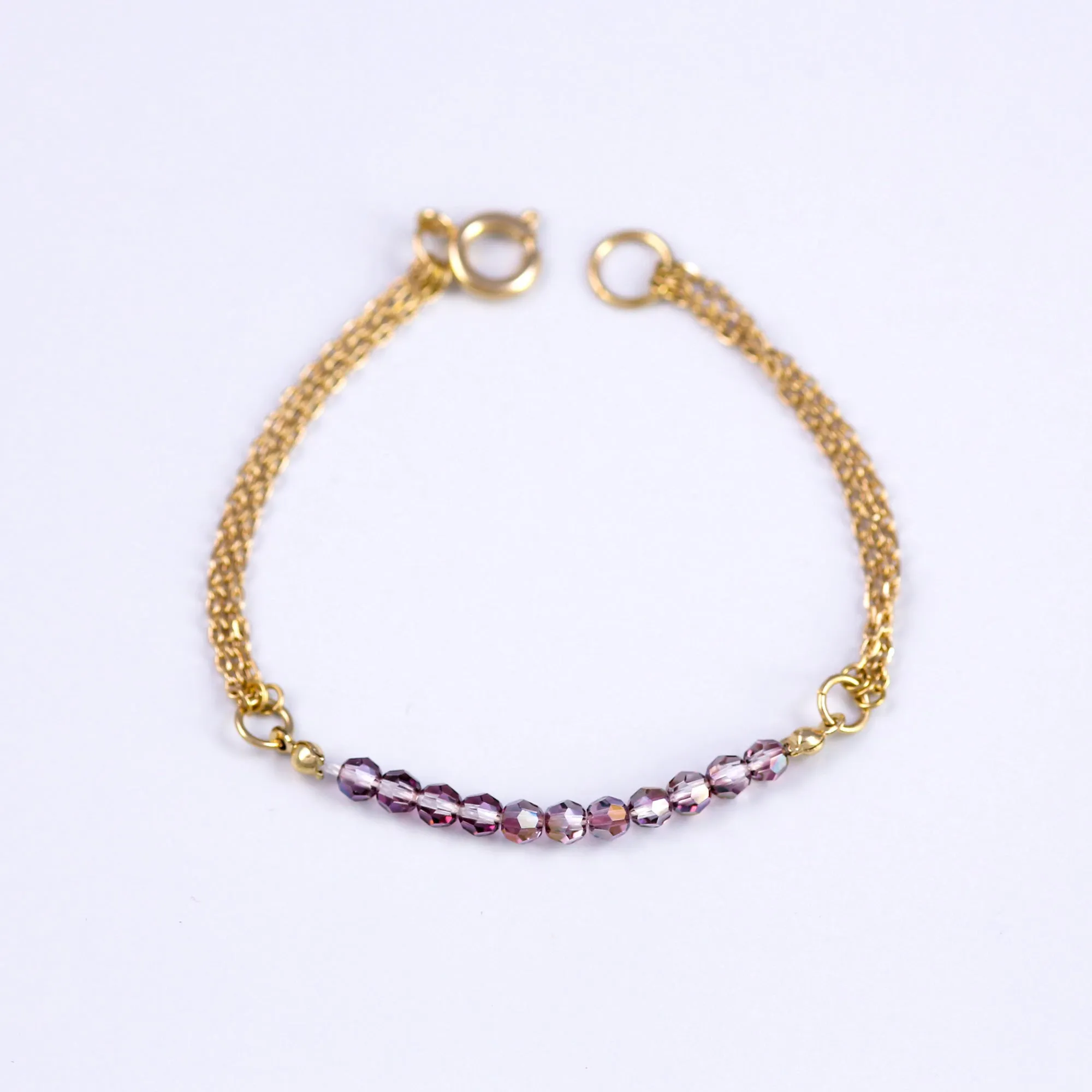 Crystal Bead Bracelet Gold & Crystal Lilac Shadow