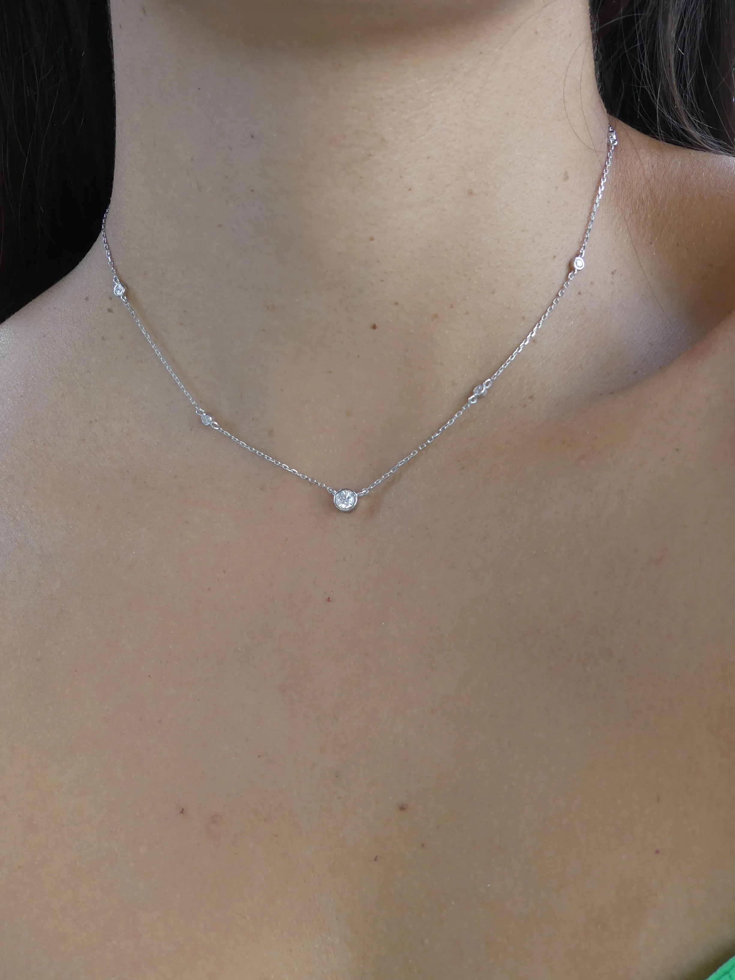 Dainty Short Necklace, 925 Sterling Silver Zircon Daily Casual Wear Luxury Necklaces