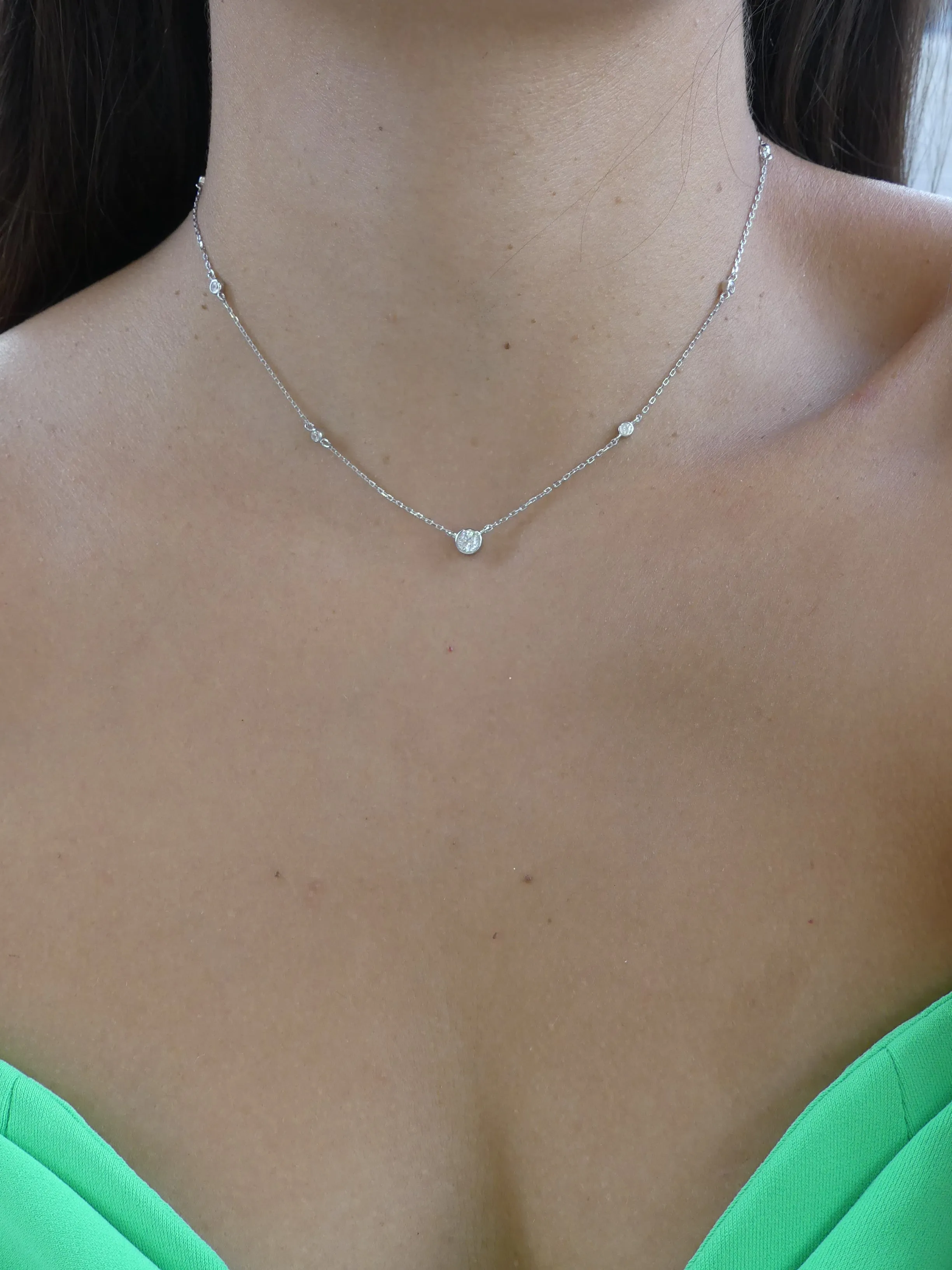 Dainty Short Necklace, 925 Sterling Silver Zircon Daily Casual Wear Luxury Necklaces