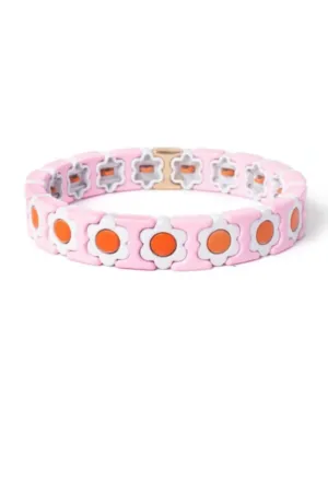 Daisy chain bracelet | Pale Pink, White & Orange