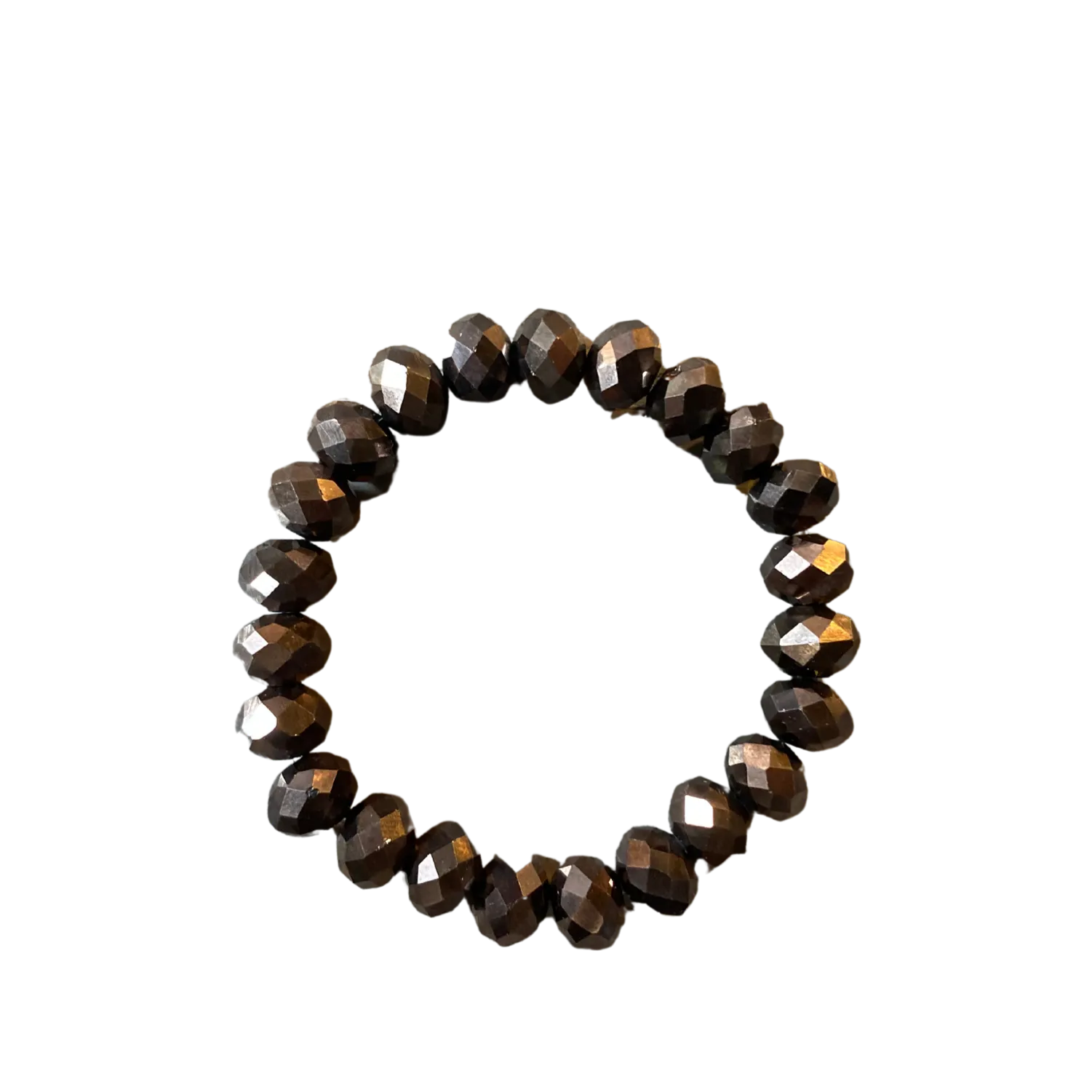 Dark Brown Faceted Rondelle 10mm Bracelet