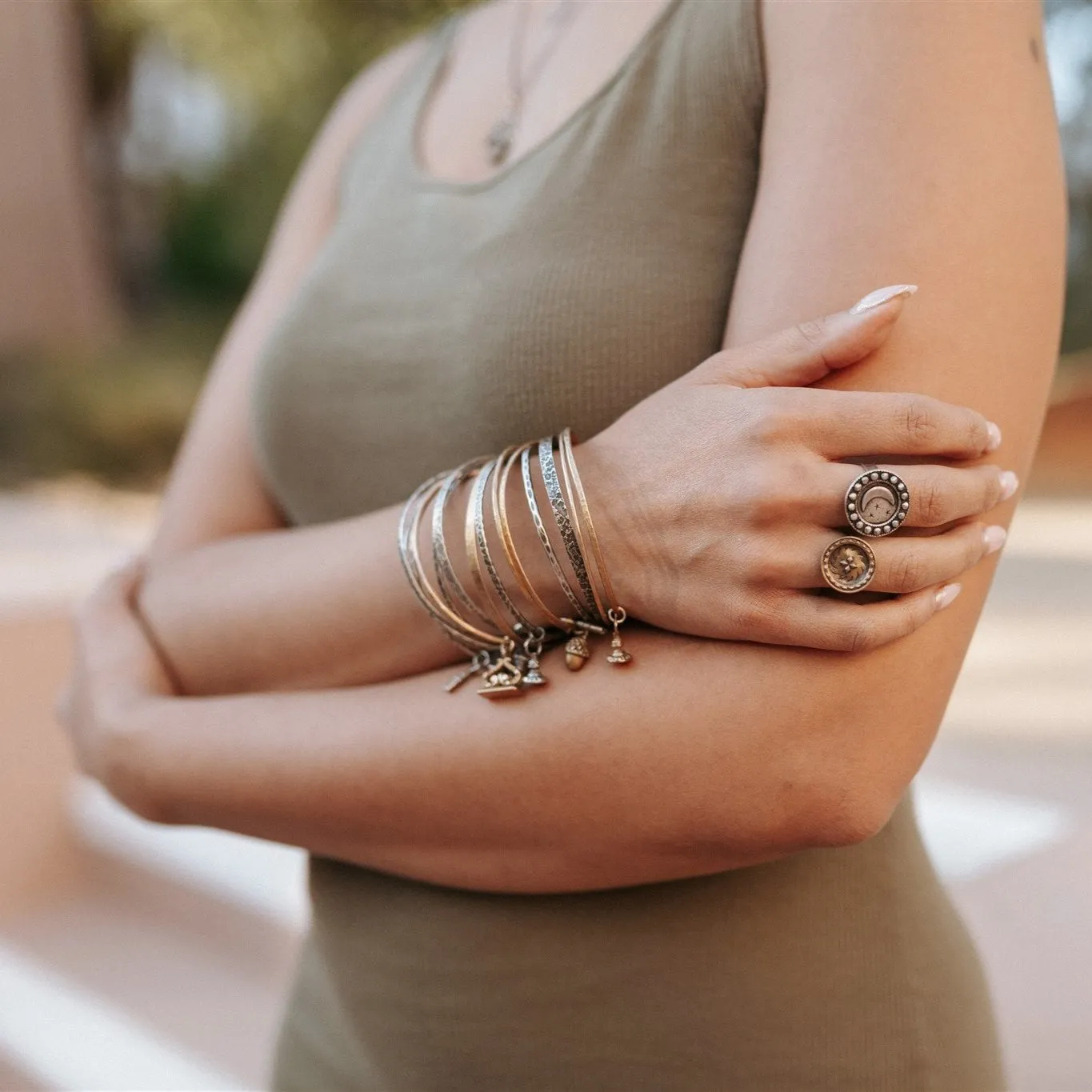 Diamond ACORN Paperclip Charm Bracelet - 14k Gold