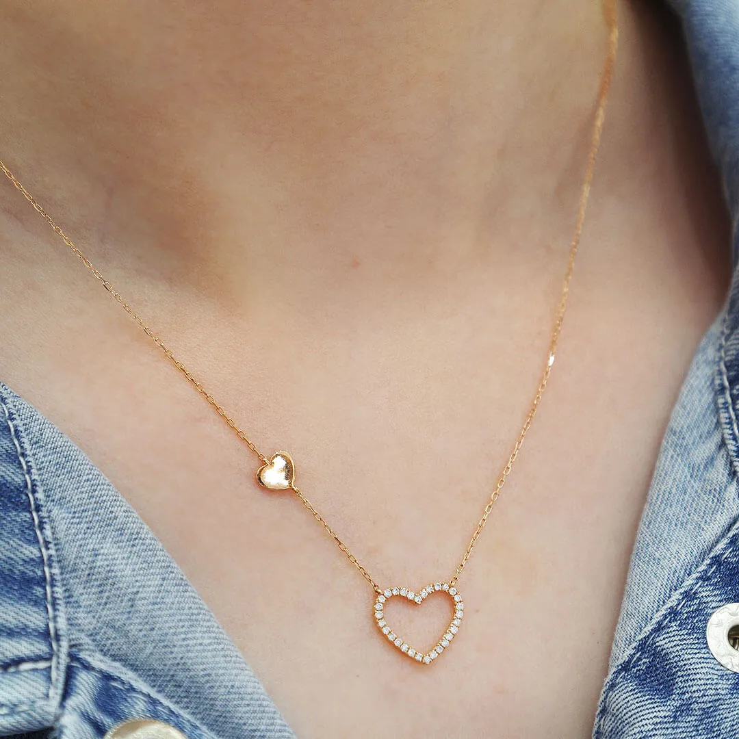 Diamond Heart Chain Necklace in Rose Gold