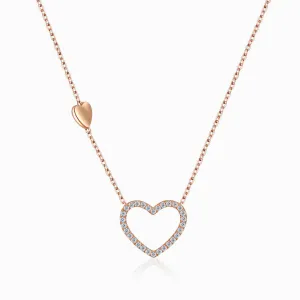 Diamond Heart Chain Necklace in Rose Gold