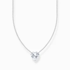 Essentials Sterling Silver White Heart-Shaped Zirconia Necklace KE2211-051-14-L45V