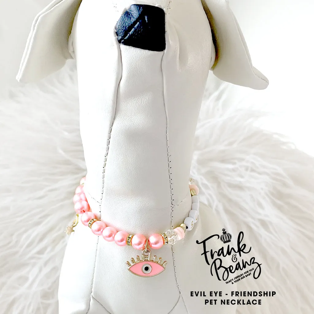 Evil Eye Friendship Pink Pearl Dog Necklace Luxury Cat Necklace