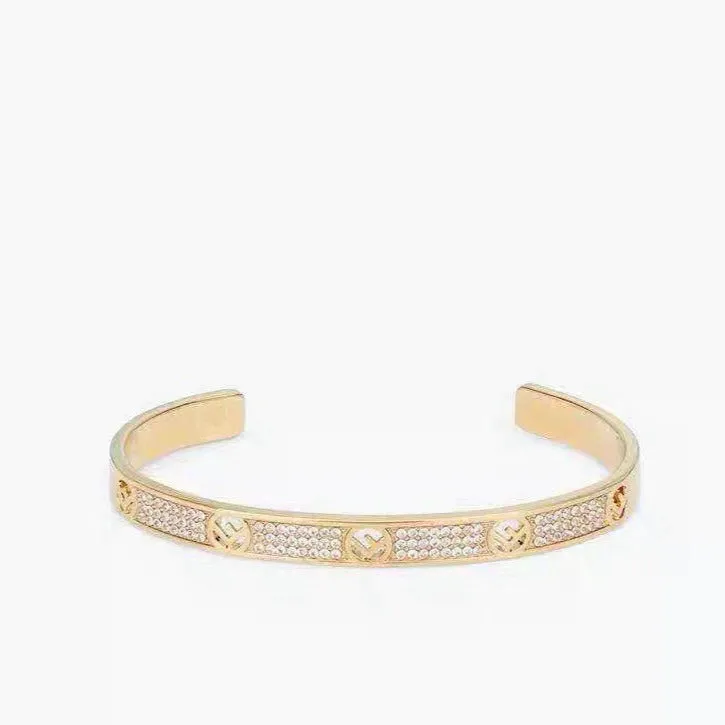 F BRACELET PINK GOLD DIAMOND CUFF