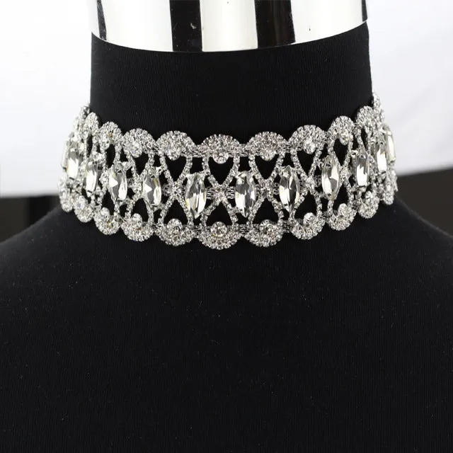 Fashion Rhinestone choker necklace Women Luxury Chocker Chunky Necklace 2017 Collier Statement jewellery